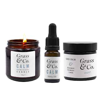 CBD & Meditation Kit | 500mg CBD Oil, 300mg CBD Balm & Aromatherapy Candle from Grass & Co.