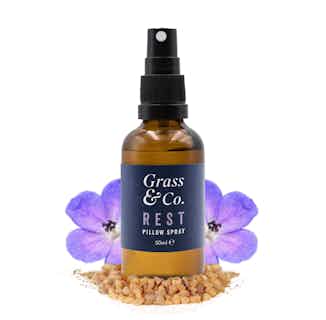 Rest | Aromatherapy Pillow Spray | Geranium, Rosemary and Frankincense | 50ml from Grass & Co. in organic home fragrance, eco-friendly homeware