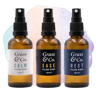 Dream Team Kit | Rest, Calm & Ease Essential Oil Pillow Spray | Set of 3 from Grass & Co. in organic home fragrance, eco-friendly homeware