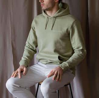 GOTS Organic Cotton Logo Unisex Hoodie | Sage Green from Morcant in men's sustainable tops, Men's Sustainable Fashion