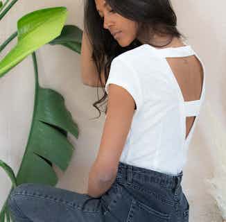 Hortensia | GOTS Organic Short Sleeve T-Shirt with Open Back | White from Avani
