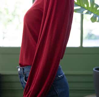 Kalmia | TENCEL® V-Neck Top with Shoulder Plate | Ruby Red from Avani