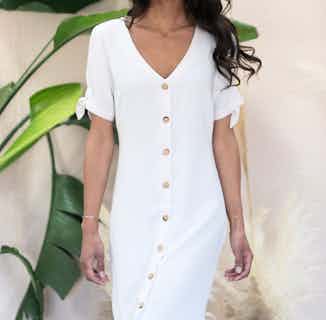 Saule | TENCEL® Button Down A Line Dress | White Ecru from Avani in ethical dresses for women, ethical skirts & dresses