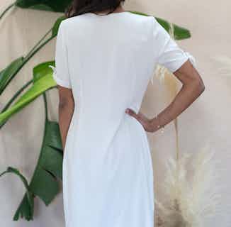 Saule | TENCEL® Button Down A Line Dress | White Ecru from Avani in ethical skirts & dresses, Women's Sustainable Clothing