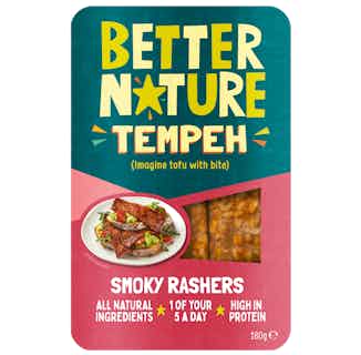 Smoky Soybean Tempeh Rashers | 180 g from Better Nature in organic meat alternatives, Sustainable Food & Drink
