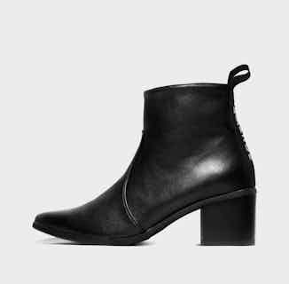 Swan No.1 | Desserto® Vegan Leather Pointed Ankle Boot | Black from Bohema Clothing in sustainable boots for women, sustainable ethical shoes for women