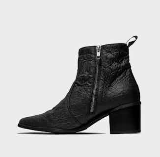 Swan No.1 | Pinatex® Vegan Leather Pointed Textured Ankle Boot | Black from Bohema Clothing in sustainable boots for women, sustainable ethical shoes for women