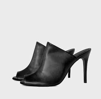 Desserto® Vegan Leather Heeled Mule Sandals | Black from Bohema Clothing in ethically made heels, sustainable ethical shoes for women