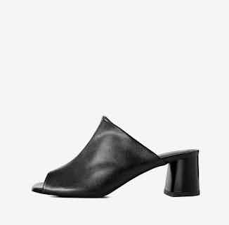 Uptown | Desserto® Vegan Leather Heeled Mules | Black from Bohema Clothing in ethically made heels, sustainable ethical shoes for women