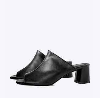 Uptown | Desserto® Vegan Leather Heeled Mules | Black from Bohema Clothing in ethically made heels, sustainable ethical shoes for women