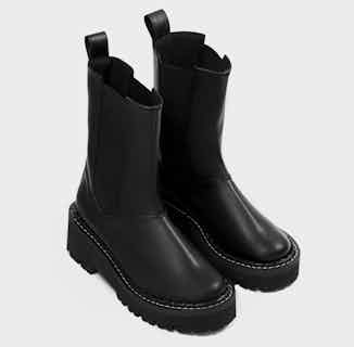 Chelsea Riot | Desserto® Leather Chunky Boots | Black from Bohema Clothing in sustainable boots for women, sustainable ethical shoes for women