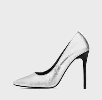 Pinatex® Vegan Leather Pointed Toe Court Stilettos | Silver from Bohema Clothing in sustainable ethical shoes for women, Women's Sustainable Clothing