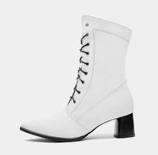 Desserto® Vegan Leather Lace up Heeled High Boots | White from Bohema Clothing in sustainable boots for women, sustainable ethical shoes for women