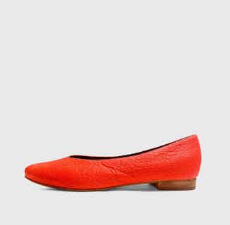 Pinatex® Vegan Leather Ballerina Textured Pumps | Paprika Red from Bohema Clothing in sustainable ethical shoes for women, Women's Sustainable Clothing