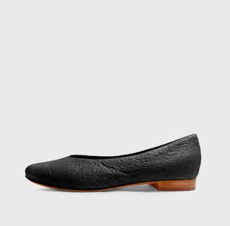 Pinatex® Vegan Leather Women's Ballerina Pumps | Black from Bohema Clothing in sustainable ethical shoes for women, Women's Sustainable Clothing