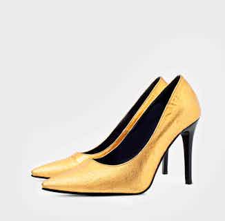 Goldie | Pinatex® Vegan Leather Women's Pointed Toe Court Stilettos | Gold from Bohema Clothing in sustainable ethical shoes for women, Women's Sustainable Clothing