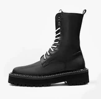 Vegan Cactus Leather Combat Worker Lace-Up Boots | Black from Bohema Clothing in sustainable boots for women, sustainable ethical shoes for women