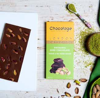 Vegan Artisan Chocolate Bar | Pistachio & Belgium Dark Chocolate from Chocolage in ethical chocolate bars, ethically sourced chocolate