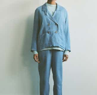 Ethically Made 100% Linen Suit | Blue from Fanfare Label in sustainable bottoms for women, Women's Sustainable Clothing
