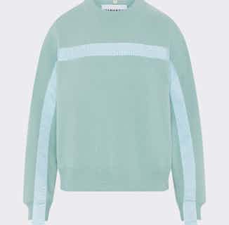 100 % Organic Cotton Jumper | Green With Blue Stripe from Fanfare Label in Sustainable Tops For Women, Women's Sustainable Clothing