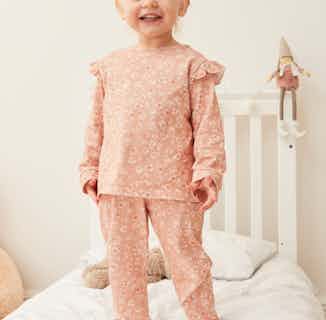 Organic Spotted Leopard Kid's Pyjama Set | Playful Pink from Me & Maeve Grace in sustainable baby & toddler clothing, Sustainable Children's Clothing