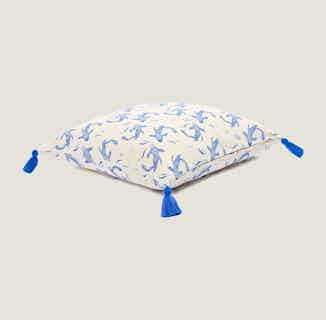Sakana | Recycled Cotton Cushion Cover | White & Blue Japandi from Tikauo in sustainable furnishings, Sustainable Homeware & Leisure