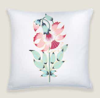 Ketki | Recycled Cotton Cushion Cover | Floral & White from Tikauo in sustainable cushion covers, sustainable furnishings