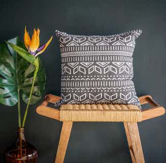 Iman | Recycled Cotton Print Cushion Cover | Charcoal from Tikauo in sustainable cushion covers, sustainable furnishings