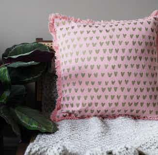 Mirage | Recycled Cotton Bricks Cushion Cover with Fridge | Heart Pink from Tikauo in sustainable cushion covers, sustainable furnishings