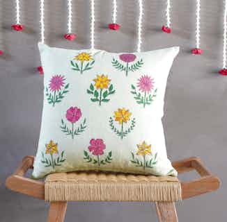 Gulzar | Recycled Cotton Cushion Cover | Mint Green Floral from Tikauo in sustainable cushion covers, sustainable furnishings