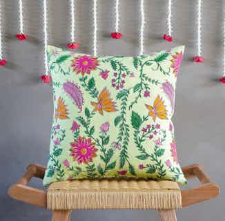Shalimar | Recycled Cotton Cushion Cover | Green Floral from Tikauo in sustainable cushion covers, sustainable furnishings