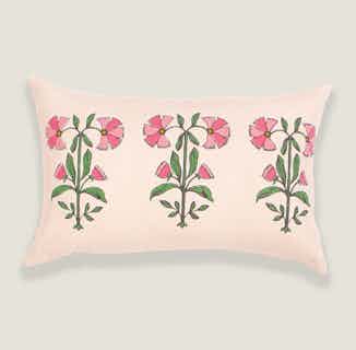 Nasrin | Recycled Cotton Floral Cushion Cover | Pink from Tikauo in sustainable cushion covers, sustainable furnishings