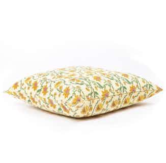 Bahar | Recycled Cotton Cushion Cover | Floral Yellow from Tikauo in sustainable cushion covers, sustainable furnishings