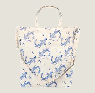Sakana Tote Bag in Blue from Tikauo in sustainable canvas tote bags, sustainable designer bags