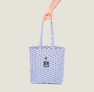 Ikigai | Recycled Cotton Magic Tote Bag | Japandi Blue from Tikauo in reusable shopping tote bags, eco-friendly household items