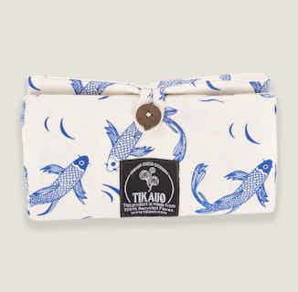 Sakana | Recycled Cotton Magic Tote Bag | Blue & White Japandi from Tikauo in reusable shopping tote bags, eco-friendly household items