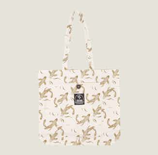 Sakana | Recycled Cotton Magic Tote Bag | Japandi Herb Beige from Tikauo in reusable shopping tote bags, eco-friendly household items