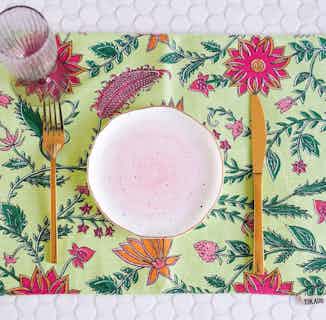 Shalimar | Recycled Cotton Printed Floral Placemats | Set of 2 from Tikauo in eco-friendly dinnerware, sustainable kitchen items