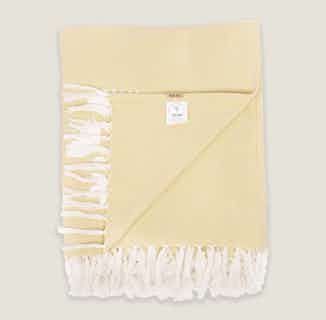 Recycled Cotton Throw Blanket | Floral | Yellow & White from Tikauo in sustainable throw blankets, sustainable furnishings