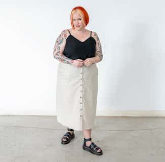 Isthmus Midi Skirt: Oatmeal from Lev Apparel in ethical skirts & dresses, Women's Sustainable Clothing