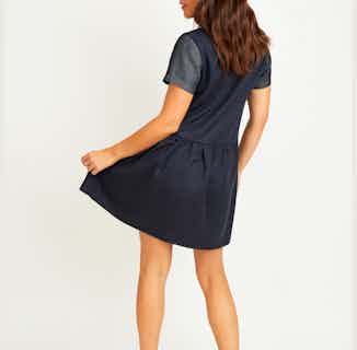 Evie Lyocell & Organic Cotton Dress | Navy & Denim from Fouremme in ethical skirts & dresses, Women's Sustainable Clothing