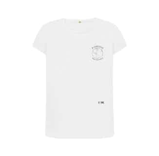 B-Conscious | Planet Embroidery Organic Short Sleeve T-Shirt | White from Reflexone in eco-conscious t-shirts for women, Sustainable Tops For Women