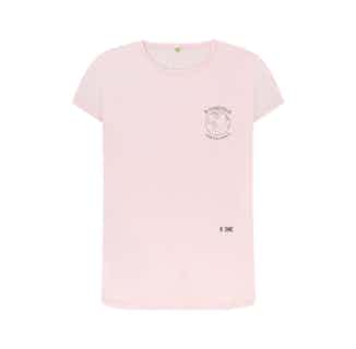 B-Conscious | Planet Embroidery Organic Short Sleeve T-Shirt | Pink from Reflexone in eco-conscious t-shirts for women, Sustainable Tops For Women