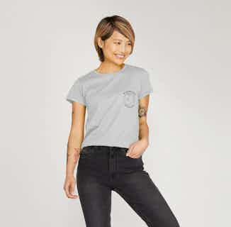 B-Conscious | Planet Embroidery Organic Short Sleeve T-Shirt | Grey from Reflexone in eco-conscious t-shirts for women, Sustainable Tops For Women
