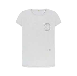 B-Conscious | Planet Embroidery Organic Short Sleeve T-Shirt | Grey from Reflexone in eco-conscious t-shirts for women, Sustainable Tops For Women