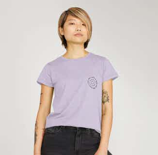 B-Circ | Organic Circular Slogan Short Sleeve T-Shirt | Lilac from Reflexone in eco-conscious t-shirts for women, Sustainable Tops For Women