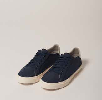 Vegan Suede Lace Up Trainers | Low Classic | Dark Navy from Elliott Footwear in sustainable women's trainers, sustainable ethical shoes for women