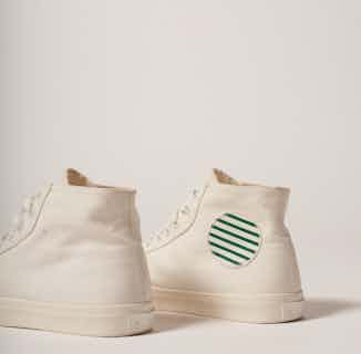 High-Top Recycled Canvas Trainers | White & Striped from Elliott Footwear