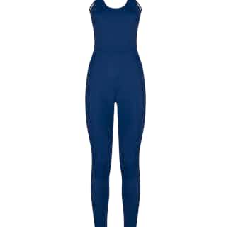 Butterfly Jumpsuit | Regenerated Fabric Yoga Workout Unitard | Navy | Sage from Inhala Soulwear in sustainable workout unitards, sustainable workout gear for women