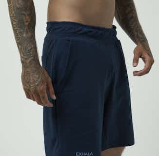 Guardian | Organic Cotton Shorts | Navy from Inhala Soulwear in sustainable men's activewear, Men's Sustainable Fashion